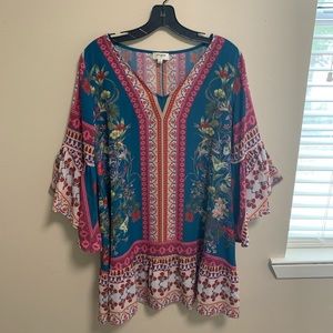 Shirt Dress with Bell Sleeves- Size S